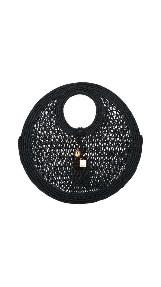 Woody Basket In Black Natural Fibers