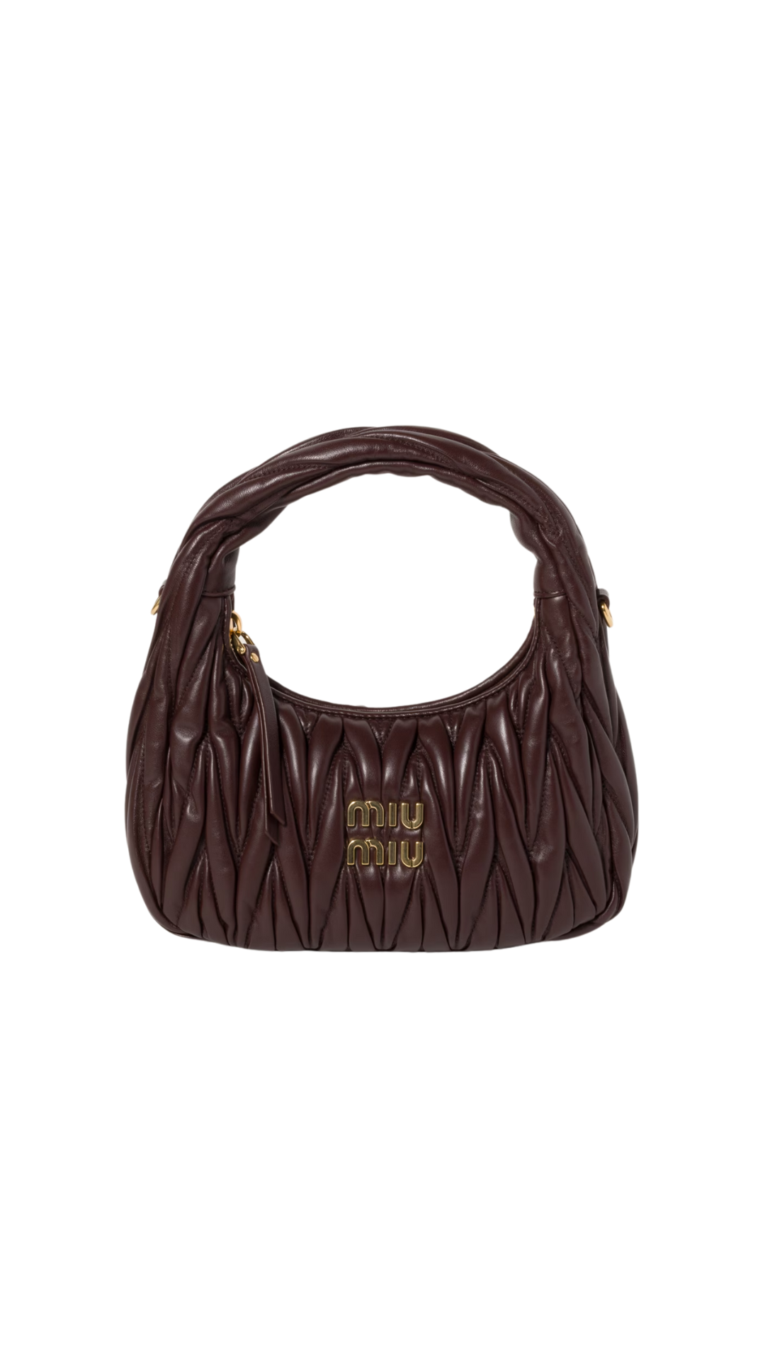 Wander Matelassé Nappa Leather Hobo Small Bag in Briarwood