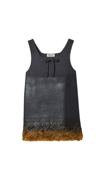 Double Wool and Shearling Dress in Anthracite/Cork