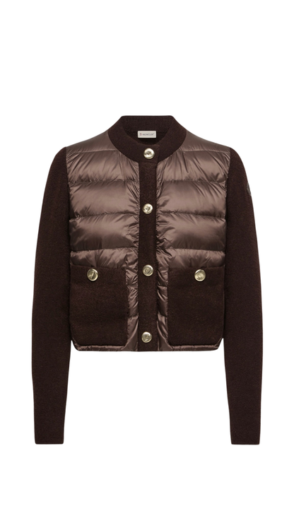 Bouclé Wool Blend Padded Cardigan