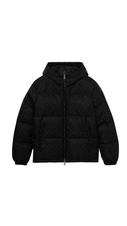 GG Black Bylon Canvas Down Jacket