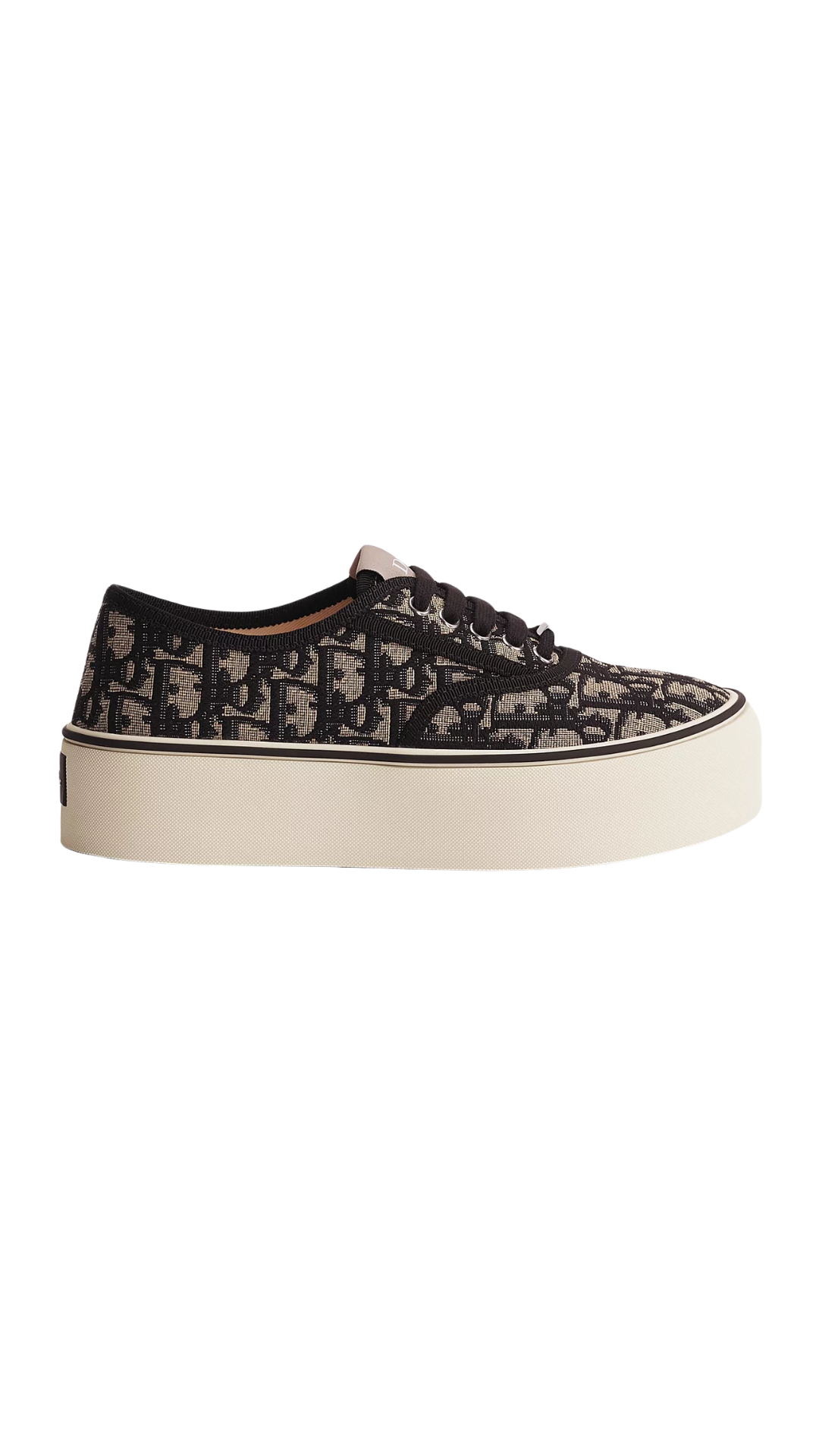 Dior Saltwind Platform Sneaker in Beige and Blue Dior Oblique Embroidered Cotton