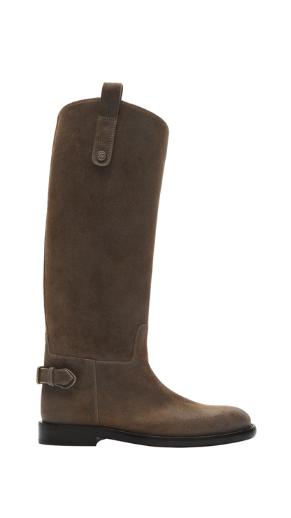 Suede Cavalier Boots in Loch green