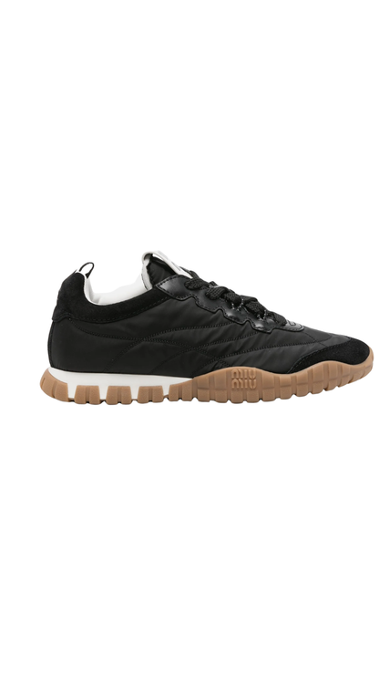 Tyre Technical Fabric and Suede Sneakers in Black