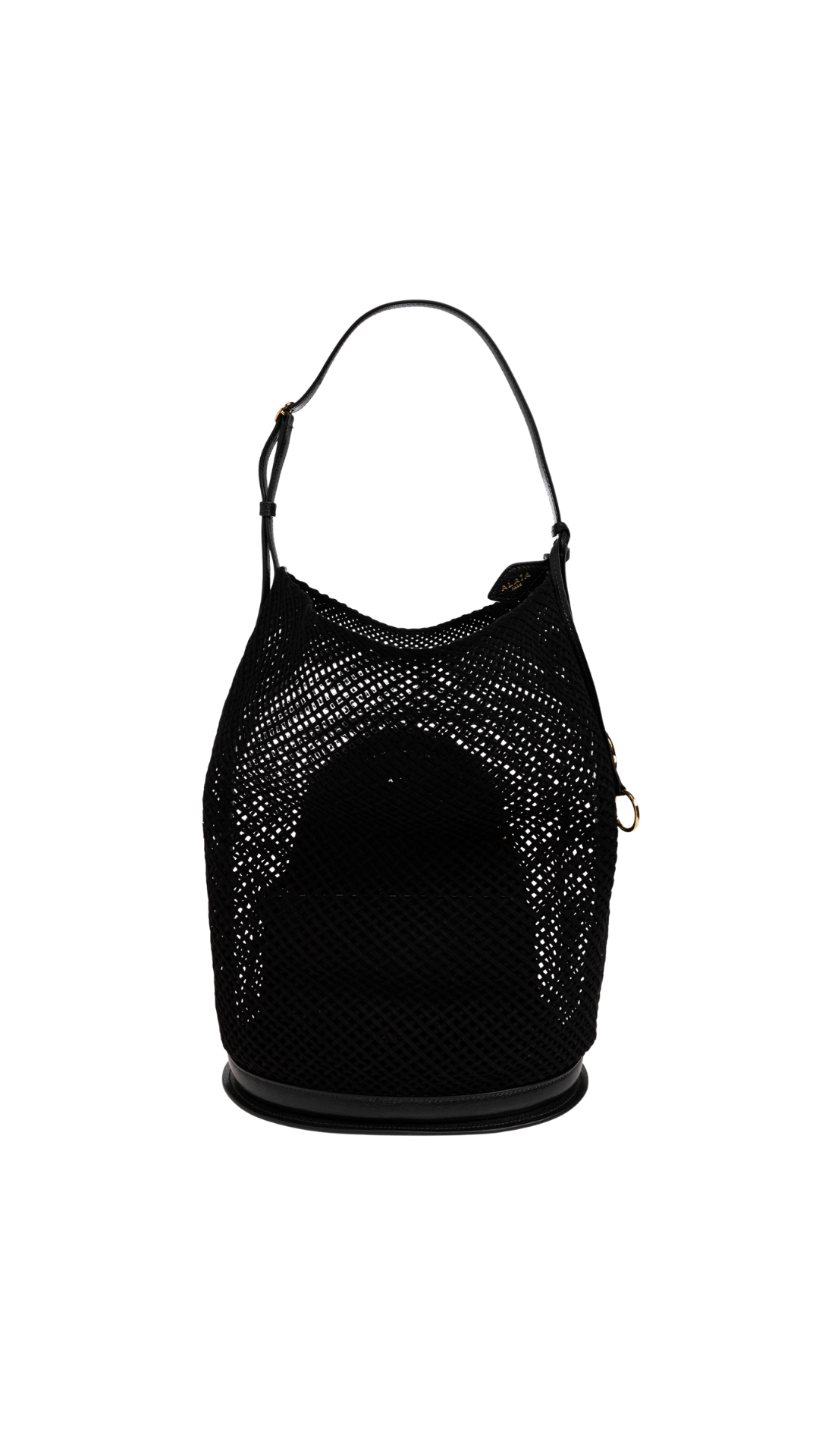 Hip Large Bucket Bag in Black Suede Net