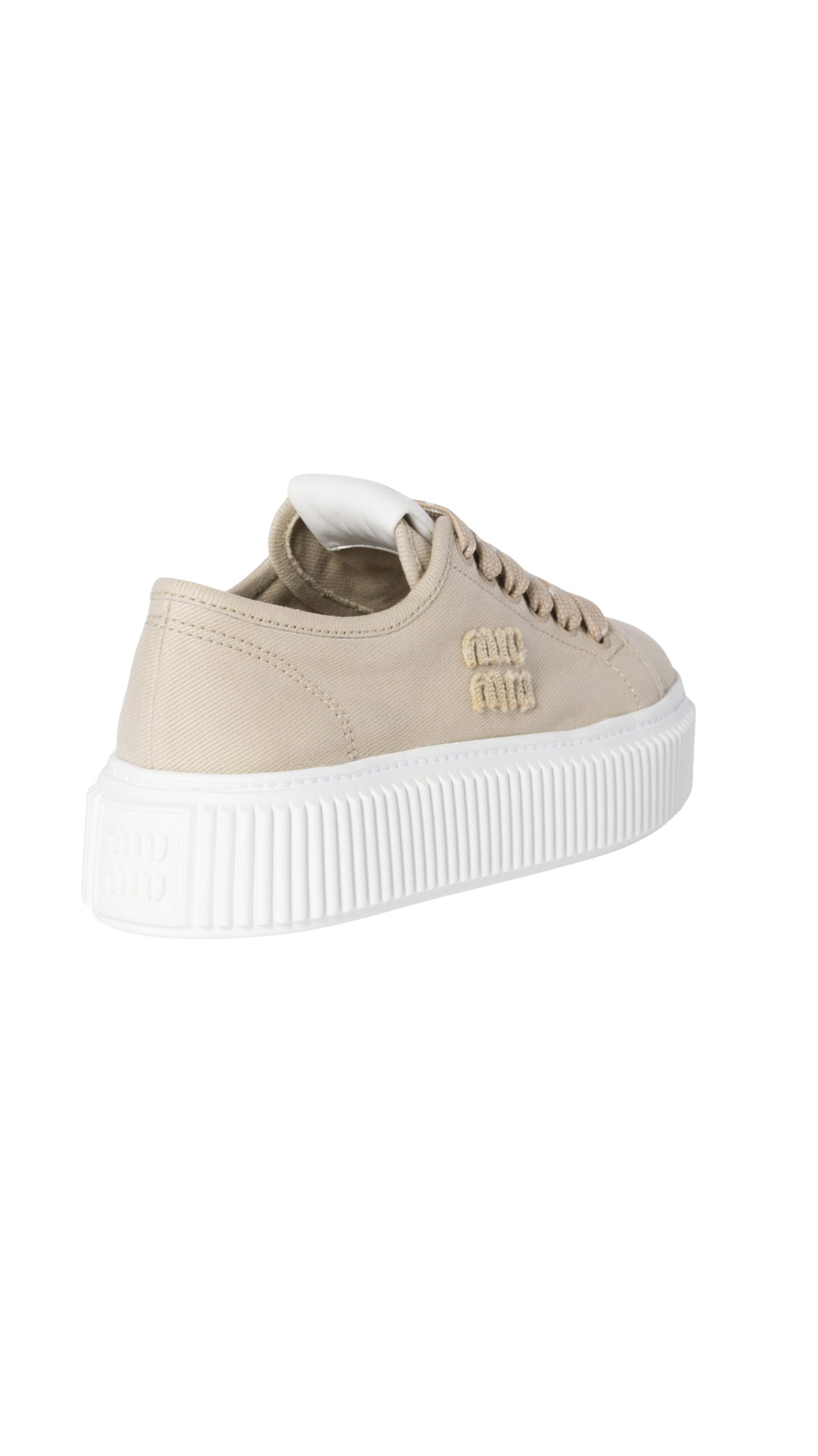 Denim Sneakers with Logo in Beige