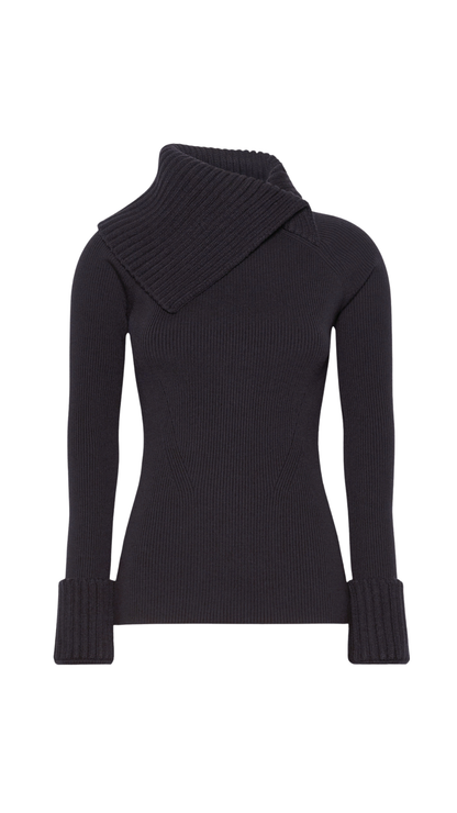 Slim Stretch Wool Sweater - Dark Brown