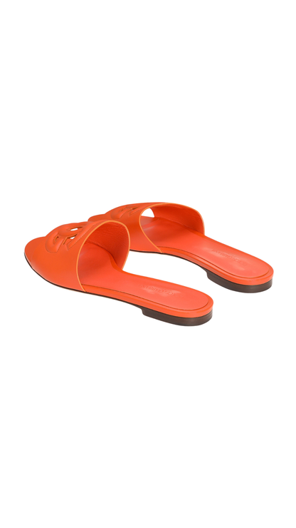 Calfskin Sliders with DG Logo in Orange