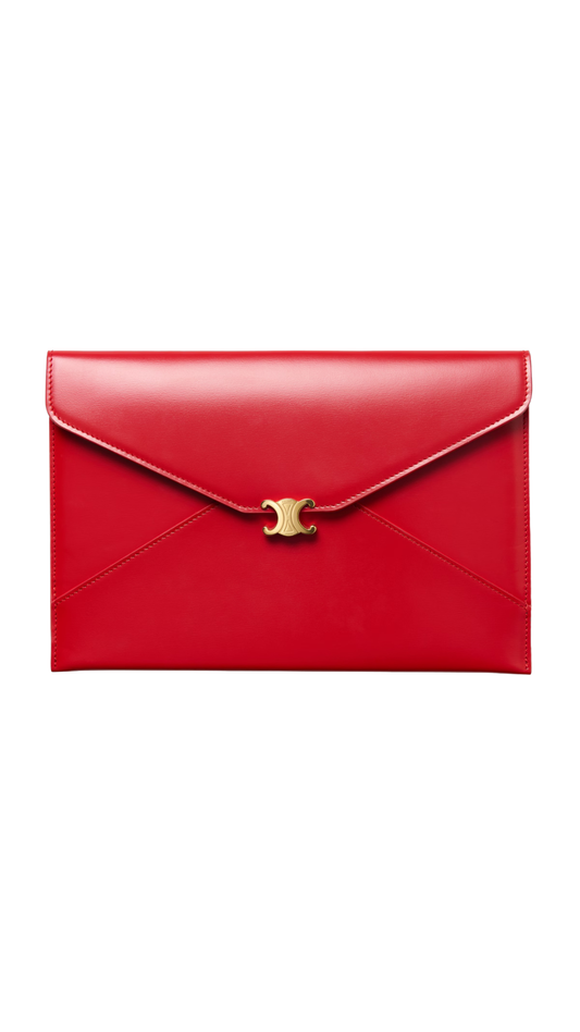 Envelope in Chili Red Shiny Calfskin