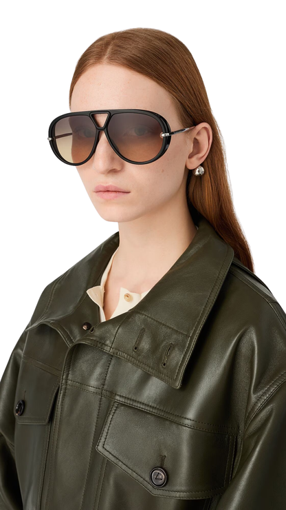 Drop Aviator Sunglasses in Black/Brown