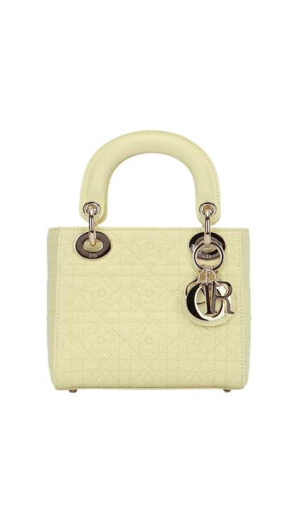 Lady Dior Bag  in Yellow Lambskin