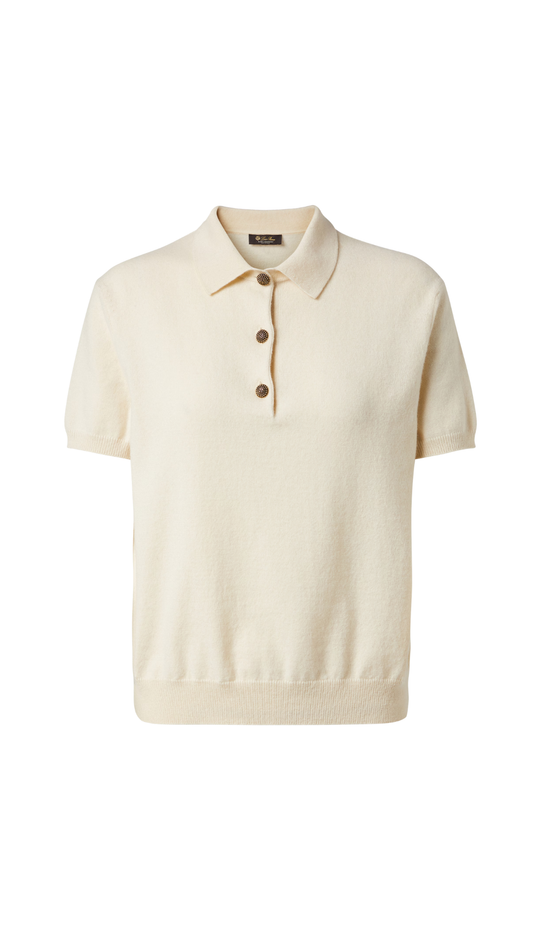 Cashmere Polo Shirt in White