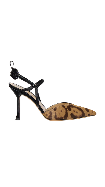 Very Colibrì Brown and Black Hair-on Leather High-Heeled Slingbacks