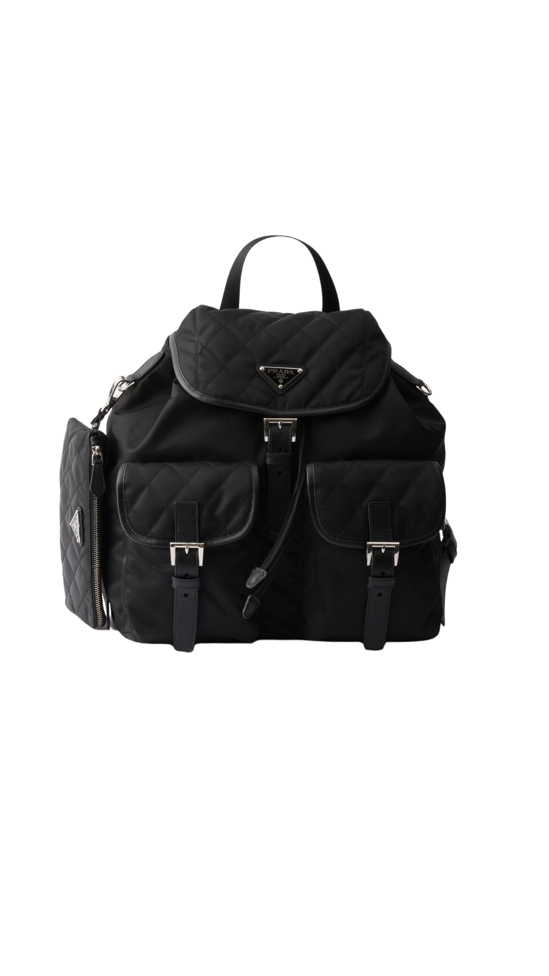 Medium Quilted Re-Nylon Backpack with Saffiano Leather Trim