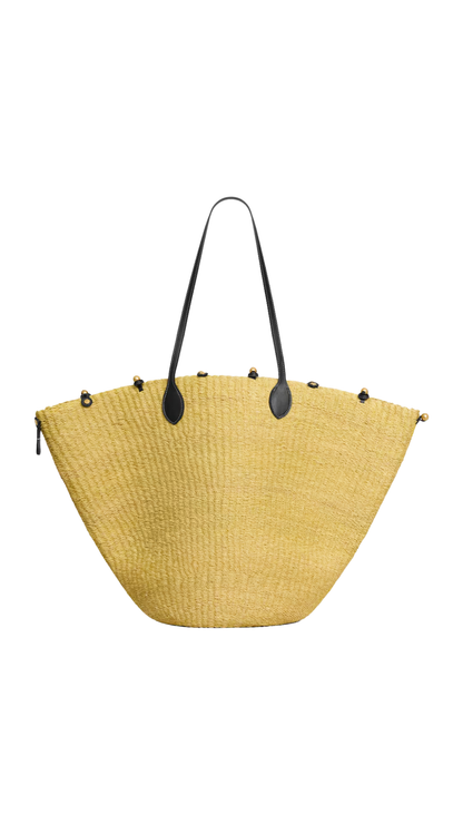 Large Triomphe Beads Basket in Natural/Black