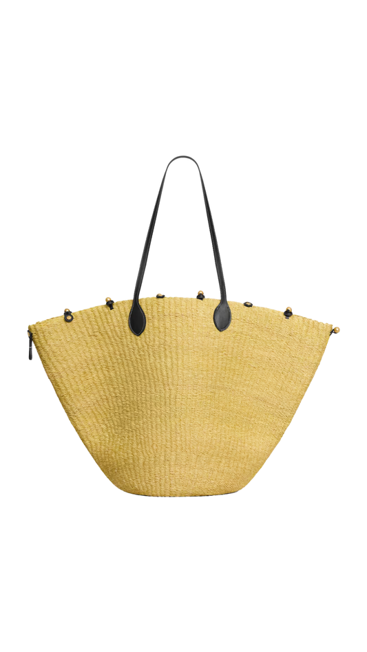 Large Triomphe Beads Basket in Natural/Black
