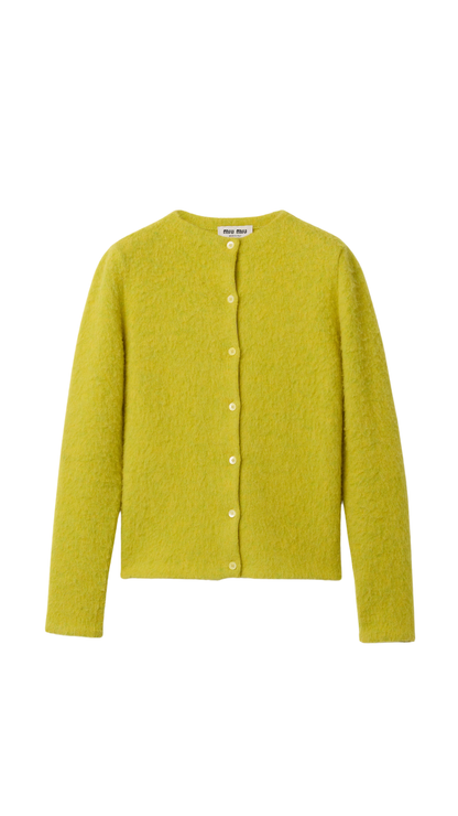 Wool Cardigan in Lime Green
