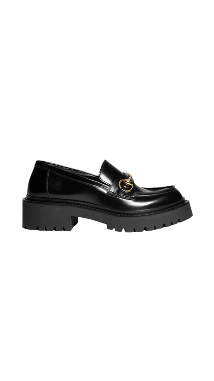 Loafer with Horsebit and Lug Sole in Black