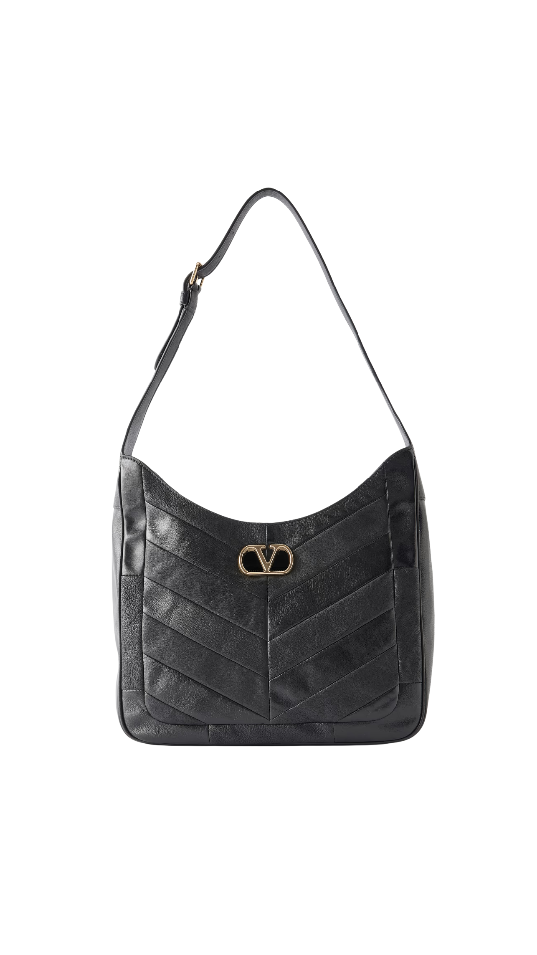 VLogo Signature Shoulder Bag in Black Leather