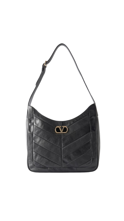 VLogo Signature Shoulder Bag in Black Leather