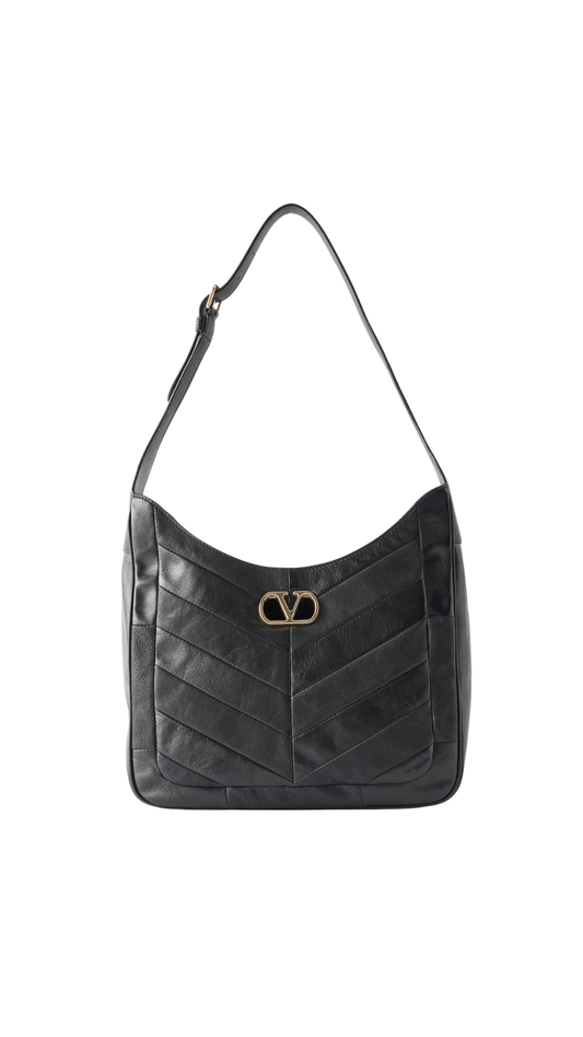 VLogo Signature Shoulder Bag in Black Leather