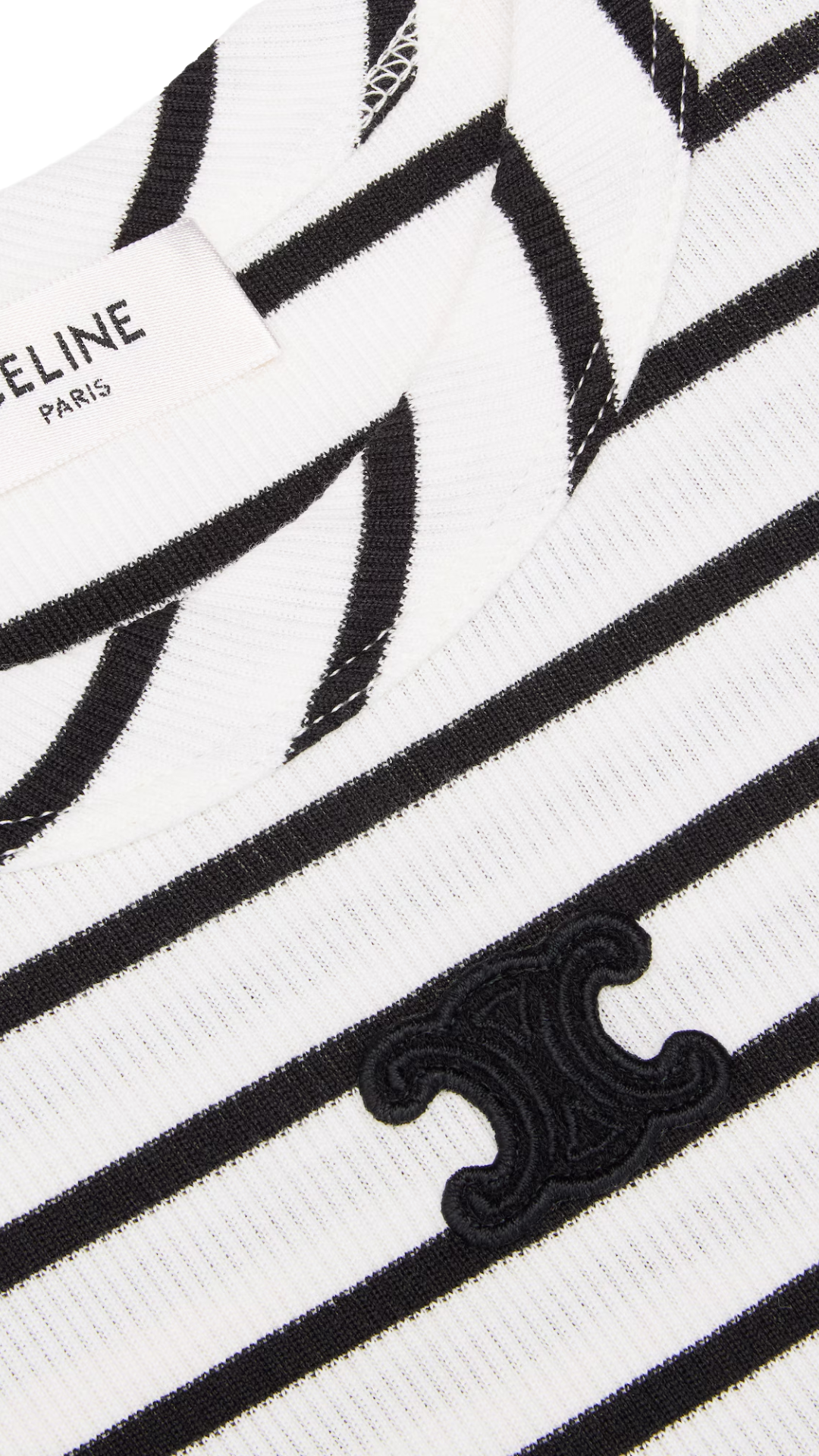 Triomphe Tank Top In Off White / Black Striped Silk Jersey