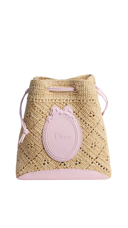 Dioriviera Dior Blooming Mini Bucket Bag Openwork Raffia and Rose Tendre