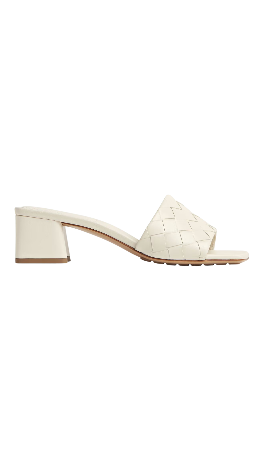 Parco Mule in Sea Salt Intrecciato Leather Kitten-Heel