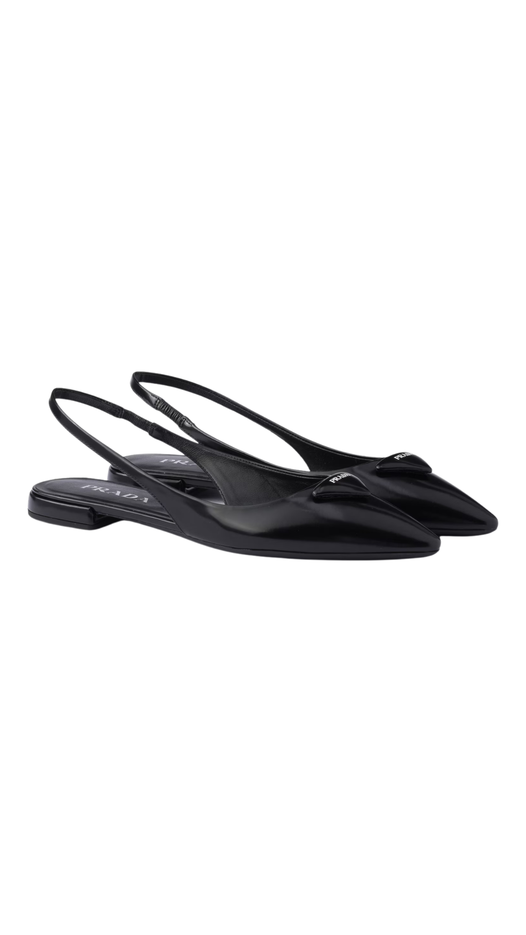 Brushed Leather Ballerina Slingbacks in Black