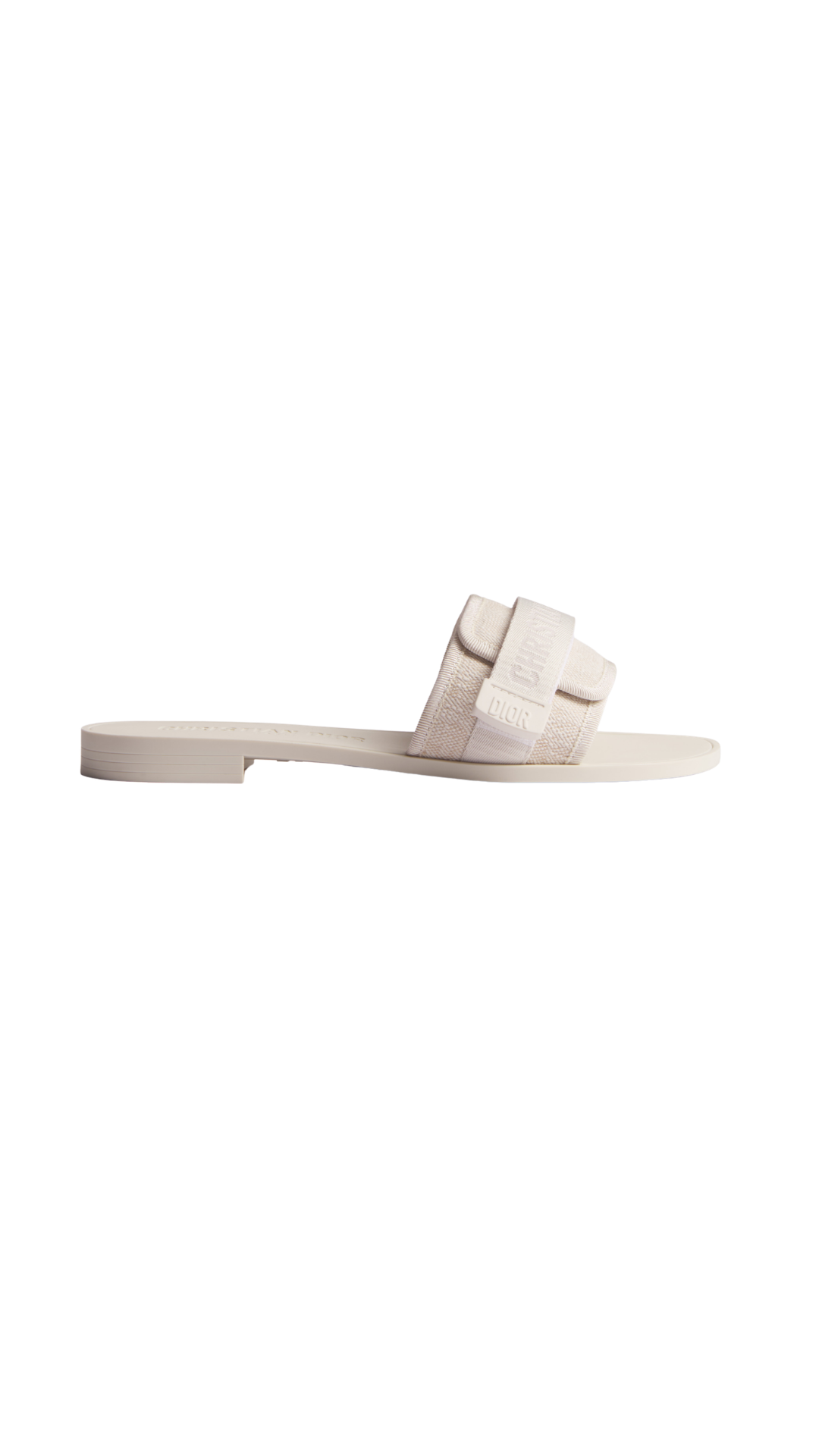 Dioriviera Dio(r)evolution Slide in White and Beige Dior Oblique Washed Linen