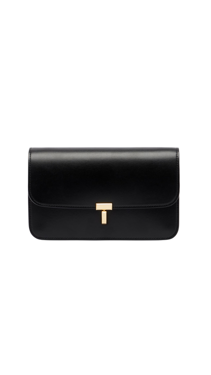T-Lock Leather Crossbody Bag in Black