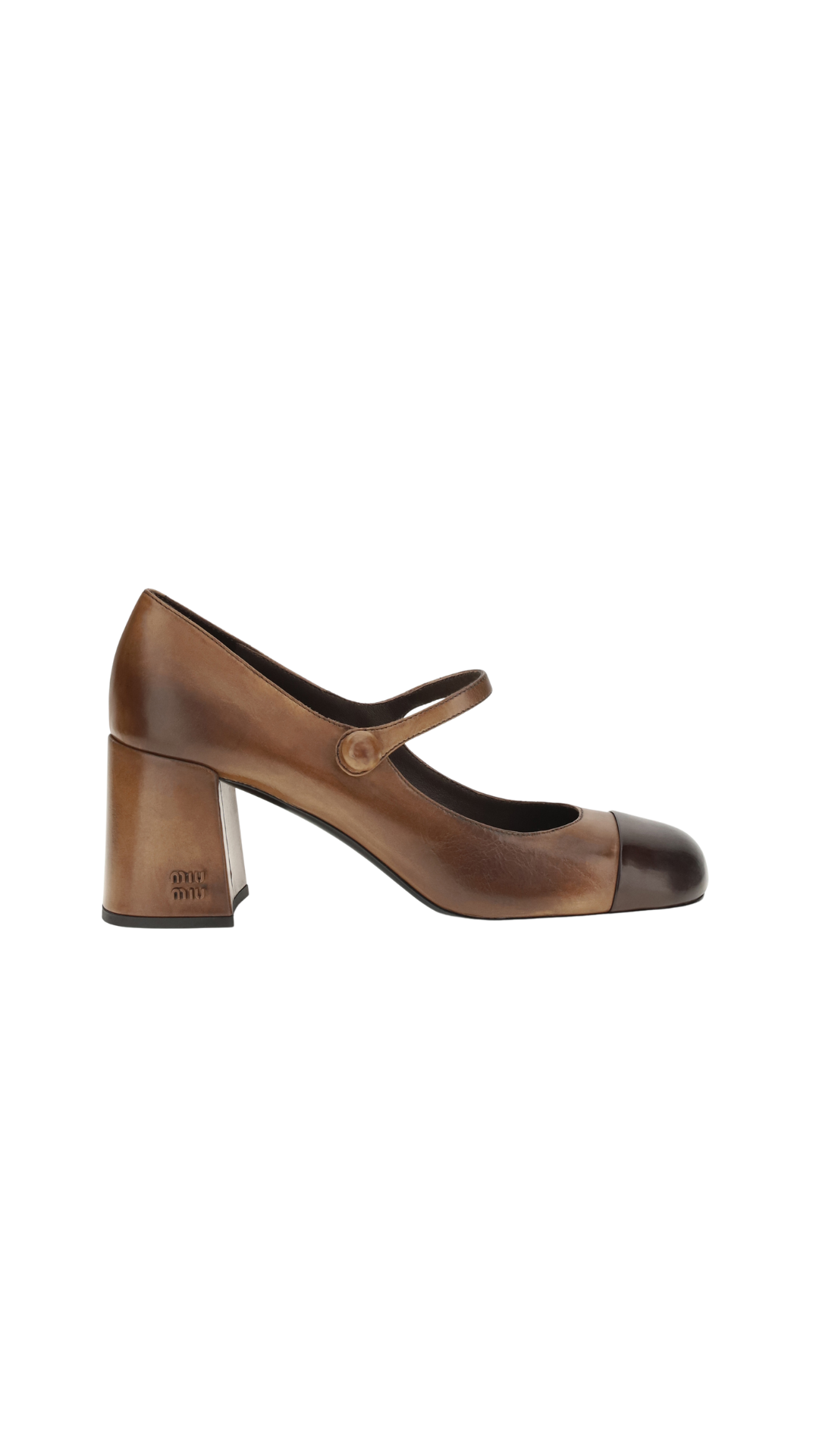 Leather Mary Jane Ballerinas in Brown