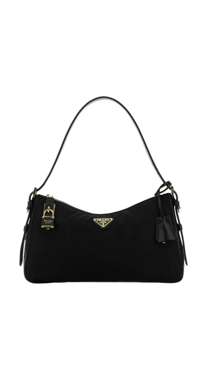 Aimée Large Nylon Shoulder Bag in Black