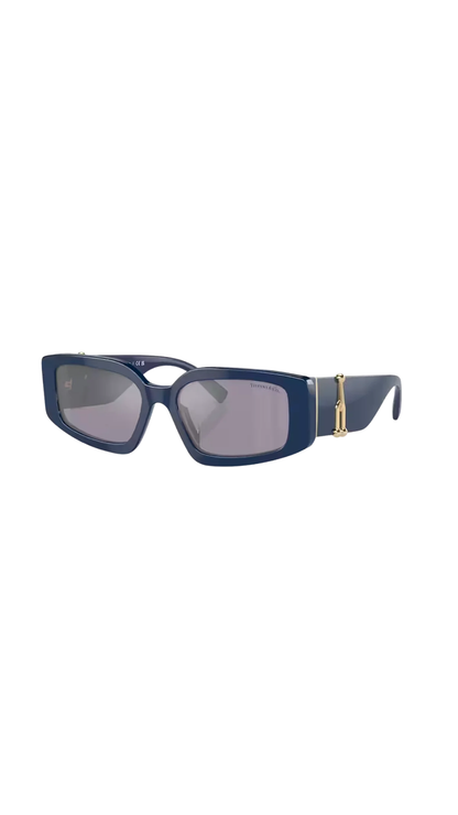Sunglasses in Black Acetate with Blue Lenses