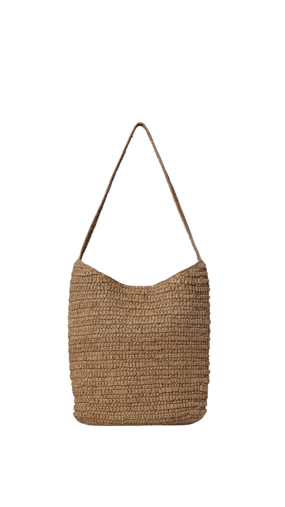 Alma Shoulder Raffia Bag in Thé