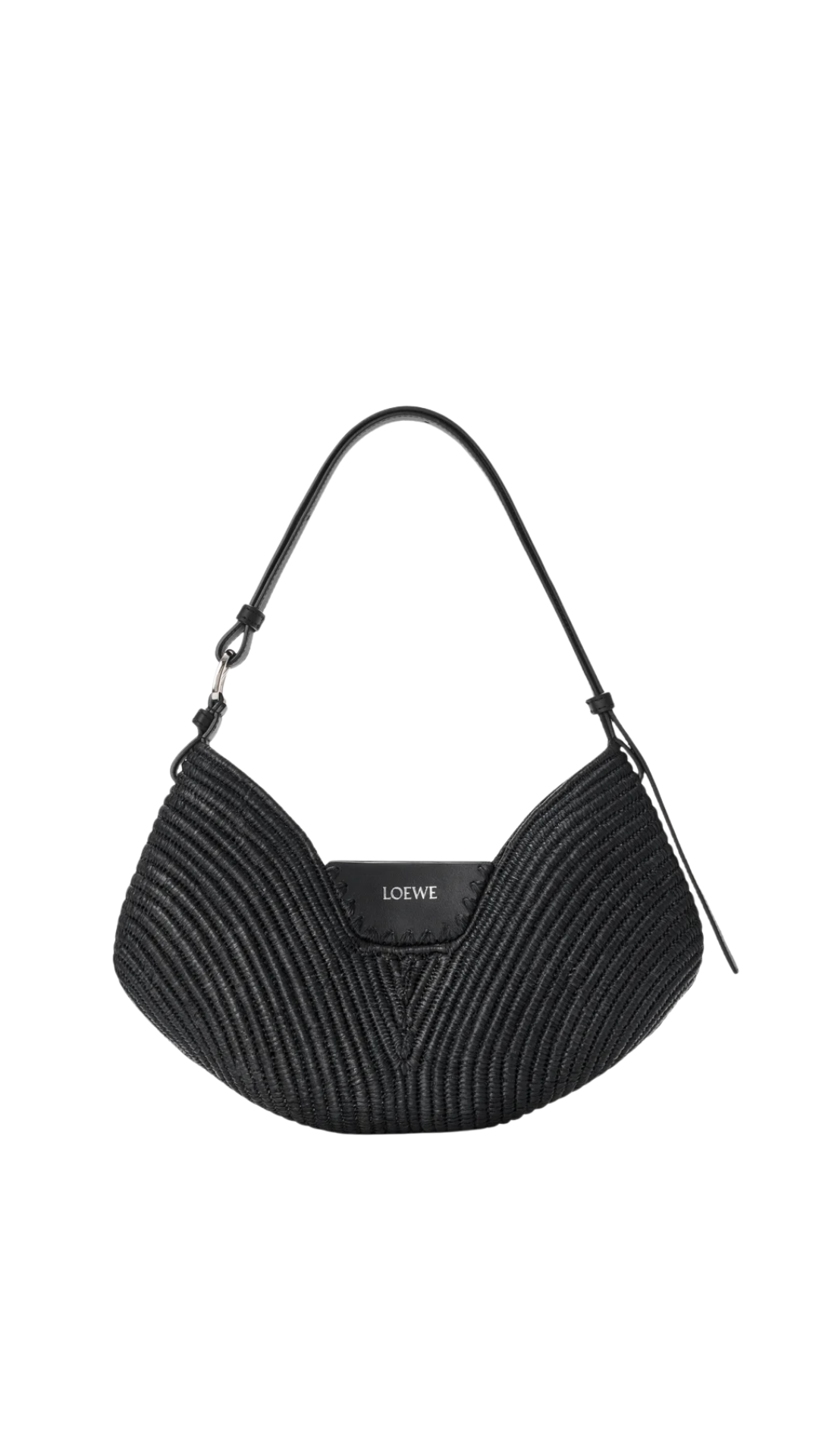 Medium Loewe Swing Bag in Black Raffia and Calfskin