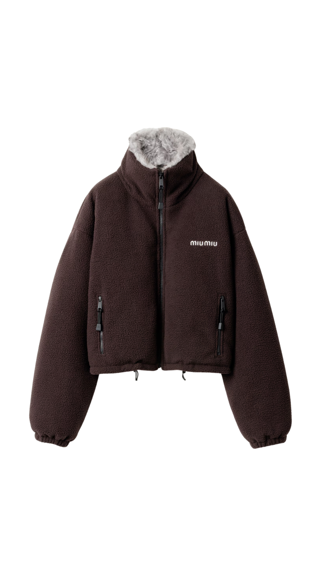 Fleece Down Jacket in Ebony