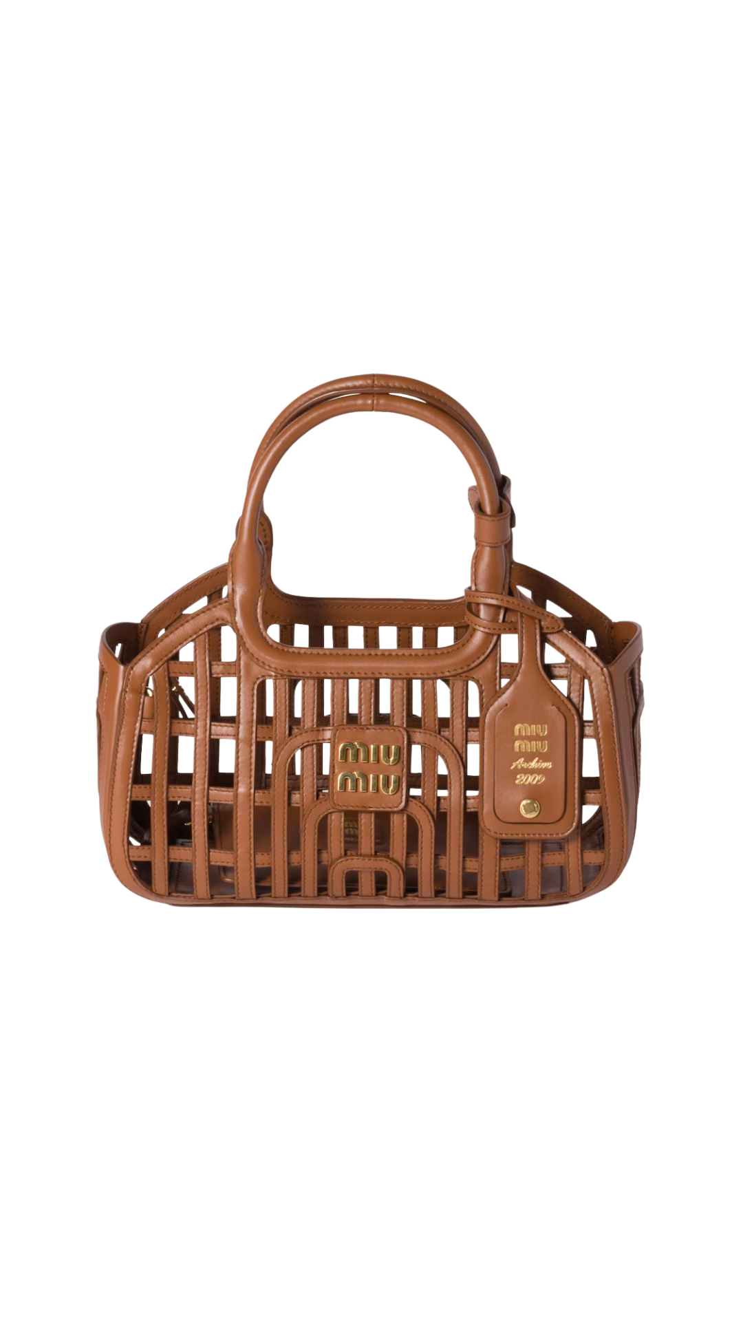Leather Basket in Cognac