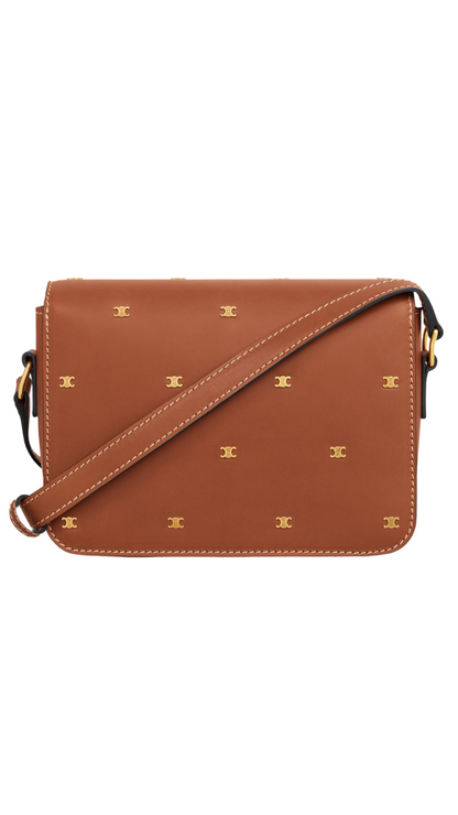 Teen Triomphe Bag in Natural Calfskin with Triomphe Studs in Tan