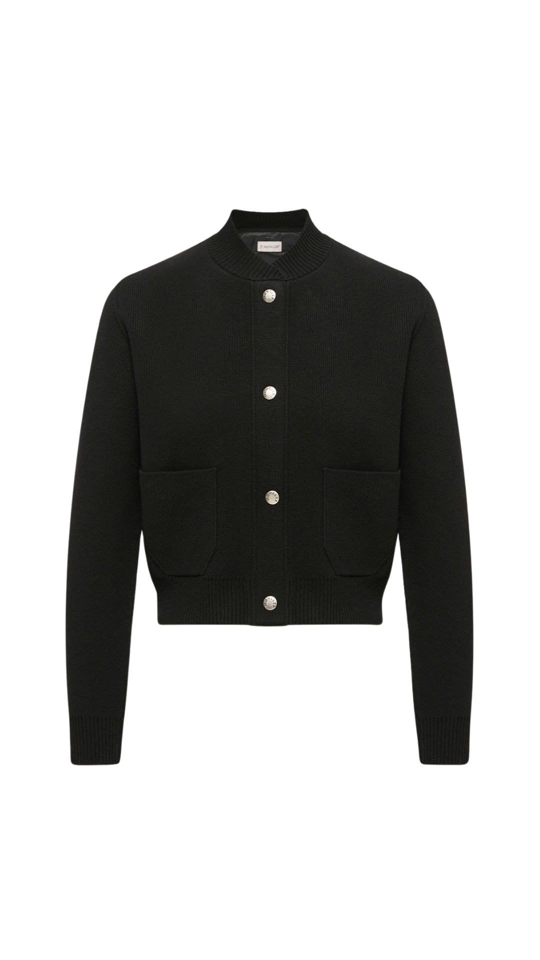Wool & Cashmere Blend Padded Cardigan in Blacl