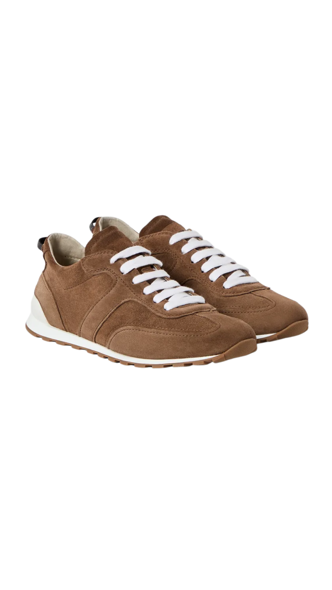 Suede Runners with Shiny Loops in Caramel