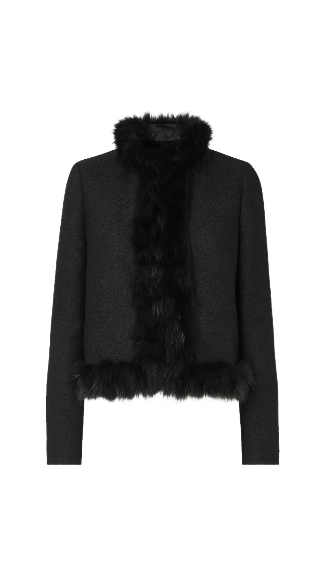 Jacket in Black Wool and Fox Fur Blouson