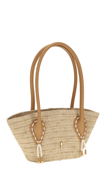 Venus Raffia Tote Bag in Beige