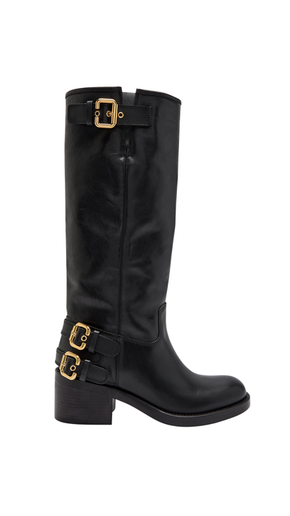 New Bikers 70 Knee-High Boots in Black
