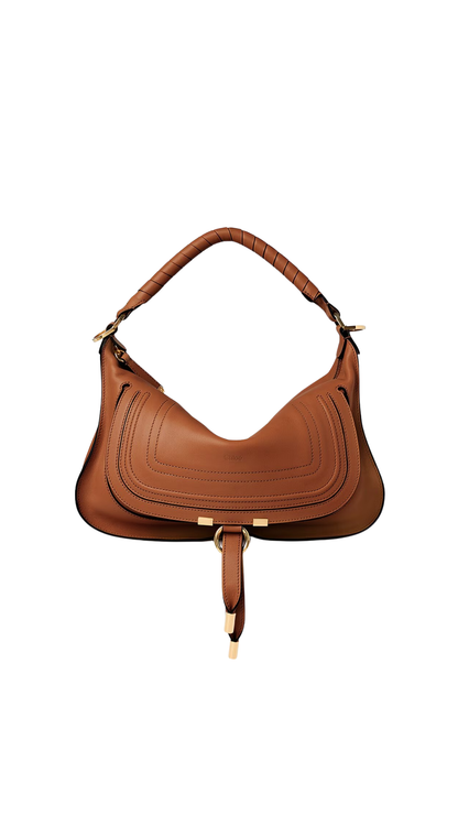 Small Marcie Shoulder Bag in Clay Brown Soft Leather