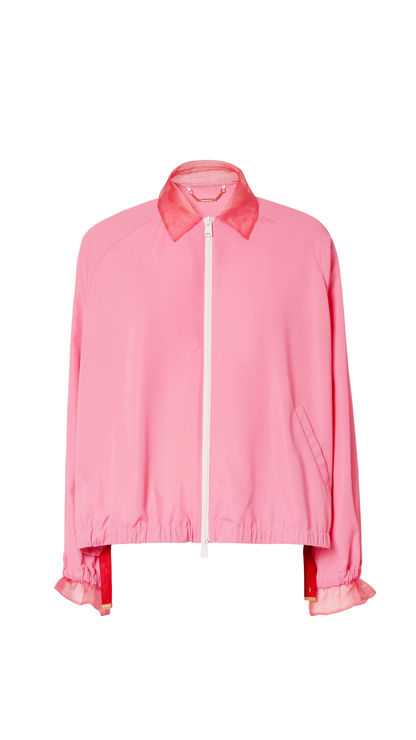 Blouson in Pink Technical Viscose Bomber Jacket