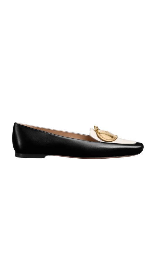 Médaillon Loafer in Black and White Lambskin