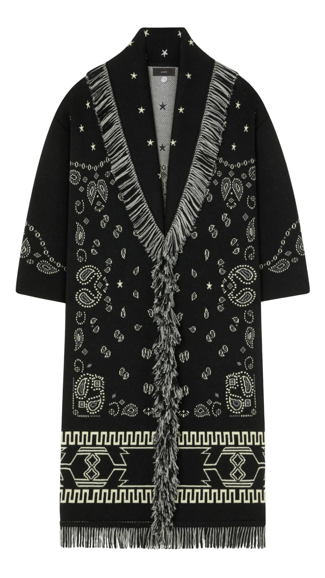 Bandana Jacquard Coat in Black/Multicolor