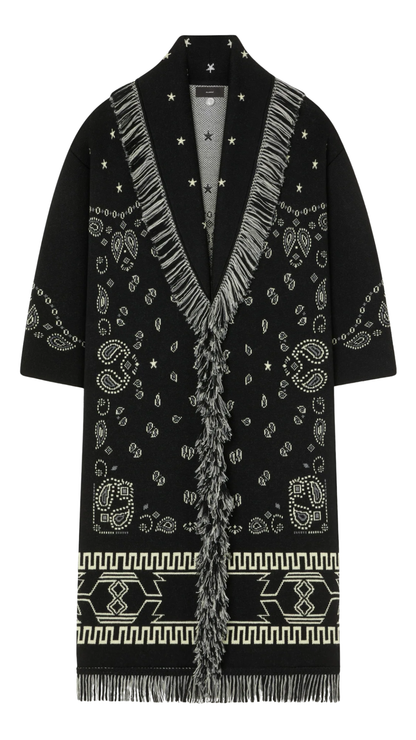 Bandana Jacquard Coat in Black/Multicolor