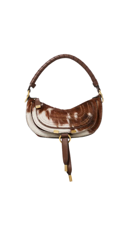Mini Marcie Shoulder Bag in Chocolate Hair-on Leather